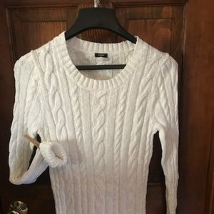 J.Crew White Cable Sweater Slim Fit